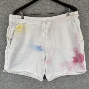 KITH Tie Dye Shorts Mens Large 7" Inseam White Fleece Pockets Drawstring